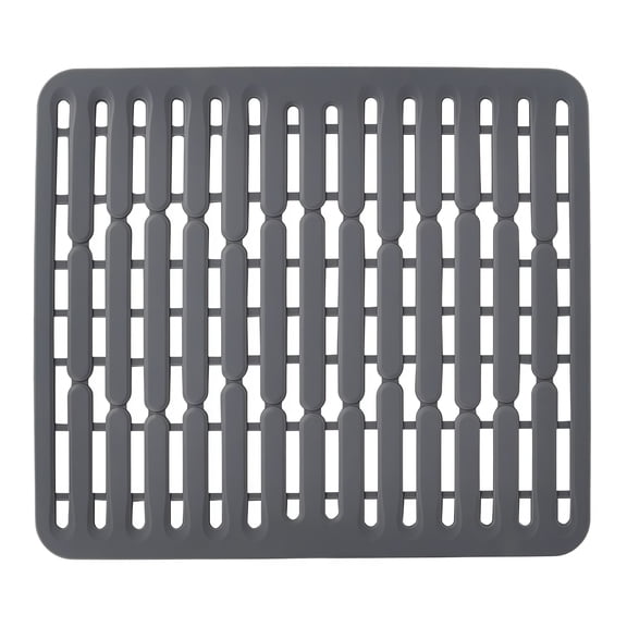 Silicone Hollow Drain Mat - Soft Grey Kitchen Accessory for Easy Water Drainage