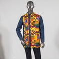 thumbnail image 4 of Fashion Casual Cotton Mens African Clothing Patchwork Print Shirt Tops Traditional African Clothes, 4 of 5