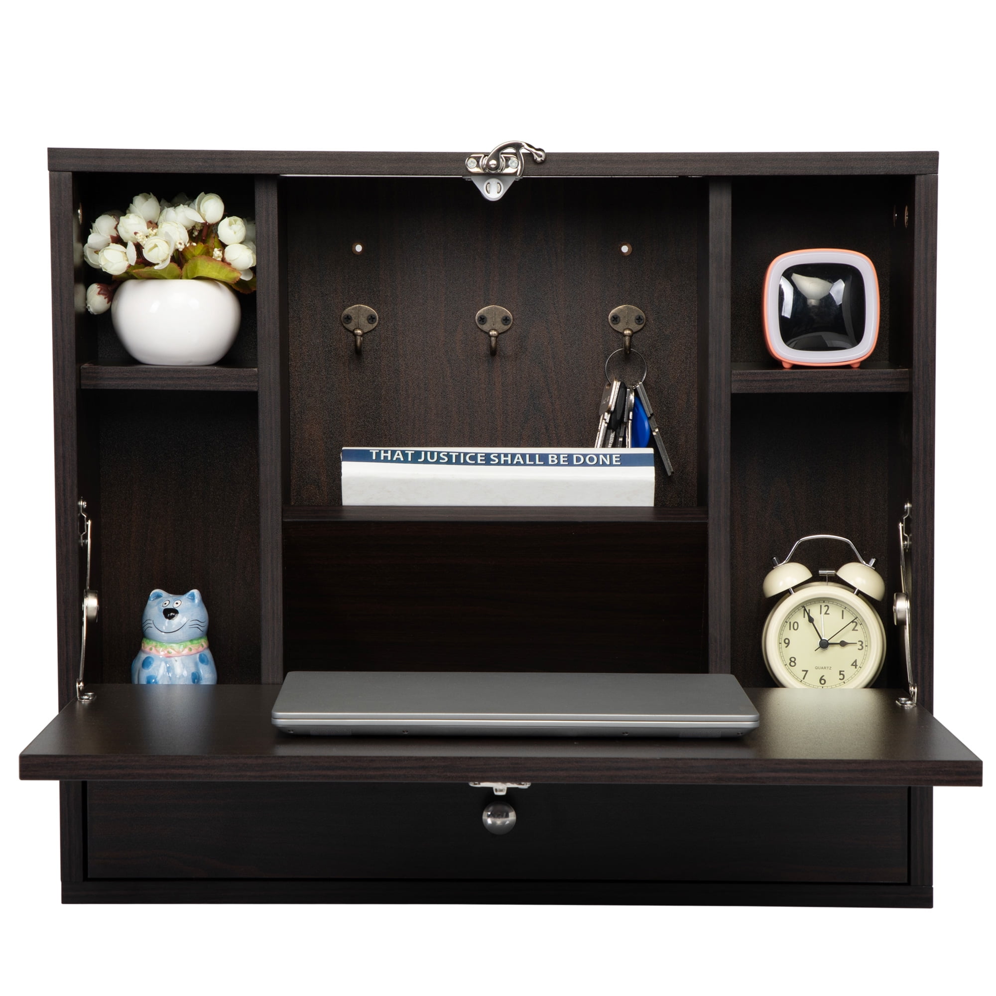 Kepooman Folding Desk for Small Space, Home Corner Desks Simple Computer Desk with Shelf, Foldable Laptop Table, Easy Assembly, Brown Kepooman Folding Desk for Small Space, Home Corner Desks Simple Computer Desk with Shelf, Foldable Laptop Table, Easy Assembly, Brown