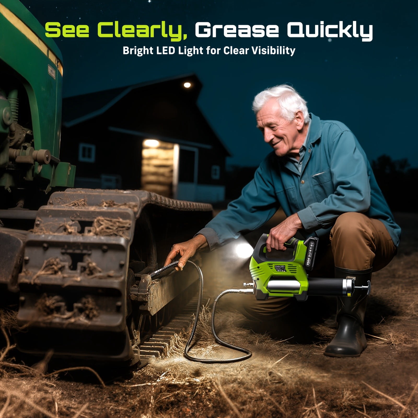 TaskStar 12000PSI Cordless Grease Gun, Brushless 3-Speed, 6.7oz/min, 2x2.0Ah Batteries Powered