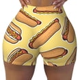 thumbnail image 2 of Fuzoiu Hot Dogs Print Women's Workout Shorts,Workout Biker Shorts Women,Exercise Fitness Shorts,Scrunch Short, Athletic Shorts for Gym Yoga Running Sport Active-XX-Large, 2 of 8