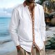 thumbnail image 1 of Ceisia Men's All Gift Seasons Casual Solid Color Linen Button-Up Turndown Collar/Lapel Long Sleeve Cardigan - Comfortable Dail y Outdoor Wear, 1 of 9