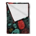 thumbnail image 2 of Bones Soft Flannel Fleece Throw Blanket, Day of the Dead Inspired Ornamental Skulls, Cozy Plush for Indoor and Outdoor Use, 60" x 80", Charcoal Grey Multicolor, by Ambesonne, 2 of 5