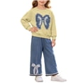 thumbnail image 2 of Amidoa Girls 2 Piece Outfits Fall Winter Clothes Long Sleeve Sweatshirt and Casual Pants Kids Clothing Sets Yellow Size 0-1 Years, 2 of 6