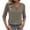Gray #021, variant on Womens 3/4 Sleeve Shirts Spring 2026 Cut Out Tops Ribbed Knit Ring Keyhole Neck Casual Tees Dark Green 2XL