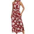 thumbnail image 2 of Puntoco Vestidos Mujer Elegante Verano Casual Criss Sundress Sin Mangas Dividido Maxi Vestido Largo De Playa con Bolsillos, 2 of 7