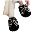 thumbnail image 5 of Cute Bow Fuzzy Slippers for Women, Womens Memory Foam Fluffy Warm Cozy Indoor House Shoes Black, 5 of 8