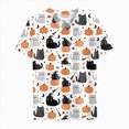 thumbnail image 5 of CAUYDY Women Fall Halloween Doodles V Neck Shirt Lady Casual Tee Funny Spooky Season Family Holiday Party Celebration Short Sleeve Tee Pumpkin Top White Sizes M, 5 of 5
