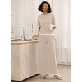 thumbnail image 3 of MINTREUS Women's Cotton 2-Piece Loungewear Short-Sleeve Round-Neck Pullover Top Wide-Leg Pants Women's PJ Casual Set S-4X, 3 of 9