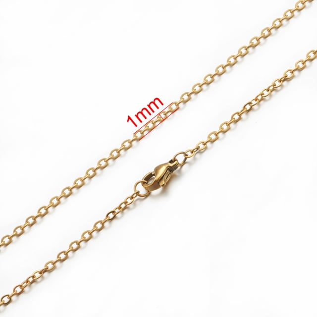 AHKNORMAILCUI 5 Pcs/lot Chaîne en Acier Inoxydable 1 1.5 2mm Rolo Collier Chaîne en Or 40 45 50 60CM Long Collier Fermoir Homard