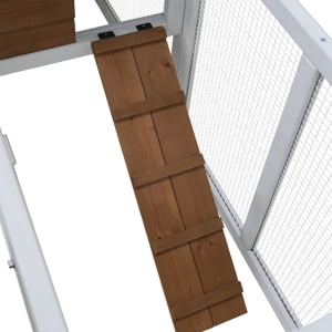 58" Wooden Indoor/Outdoor Waterproof Rabbit Hutch with Stairs & Removable Cleaning Tray for Guinea Pigs & Small Animals - Durable Fir Construction