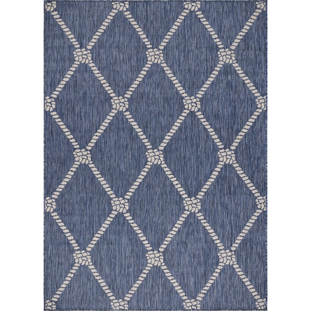 Sophie Nautical Knot Indoor Outdoor Area Rug, 3' x 5', Navy Blue and