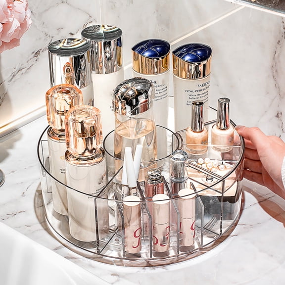 GUDEMAY Rotating Storage Organizer, Clear Acrylic Spinning Display Rack, Countertop Caddy for Makeup & Accessories