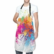 Rainbow Apron Adjustable Neck Artist Aprons with Pockets Waterproof Colorful Apron Art Smock Oil Paint Apron for Adults