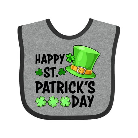 

Inktastic Happy St. Patrick s Day Green Hat and Clovers Gift Baby Boy or Baby Girl Bib