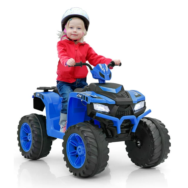Gymax VTT pour Enfants à Chevaucher 24 V Véhicule Électrique à Batterie avec Connexion Sans Fil Musique Radio Bleu