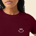 thumbnail image 5 of Dalix Smile Face Embroidered Soft Cotton Short Sleeve T Shirt Womens in Maroon XS X-Small, 5 of 5