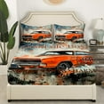 thumbnail image 2 of Erosebridal Retro Red Car Fitted Sheet Set Twin, Racing Sports Bedding Twin Size, Race Car Theme Decor 2pcs（No Top Sheet）, 2 of 6