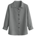 thumbnail image 4 of Sheghy Tops for Women Women's Loose and and Linen Shirt with Long Sleeves Turndown Collar Top/shirt Gray L, 4 of 5
