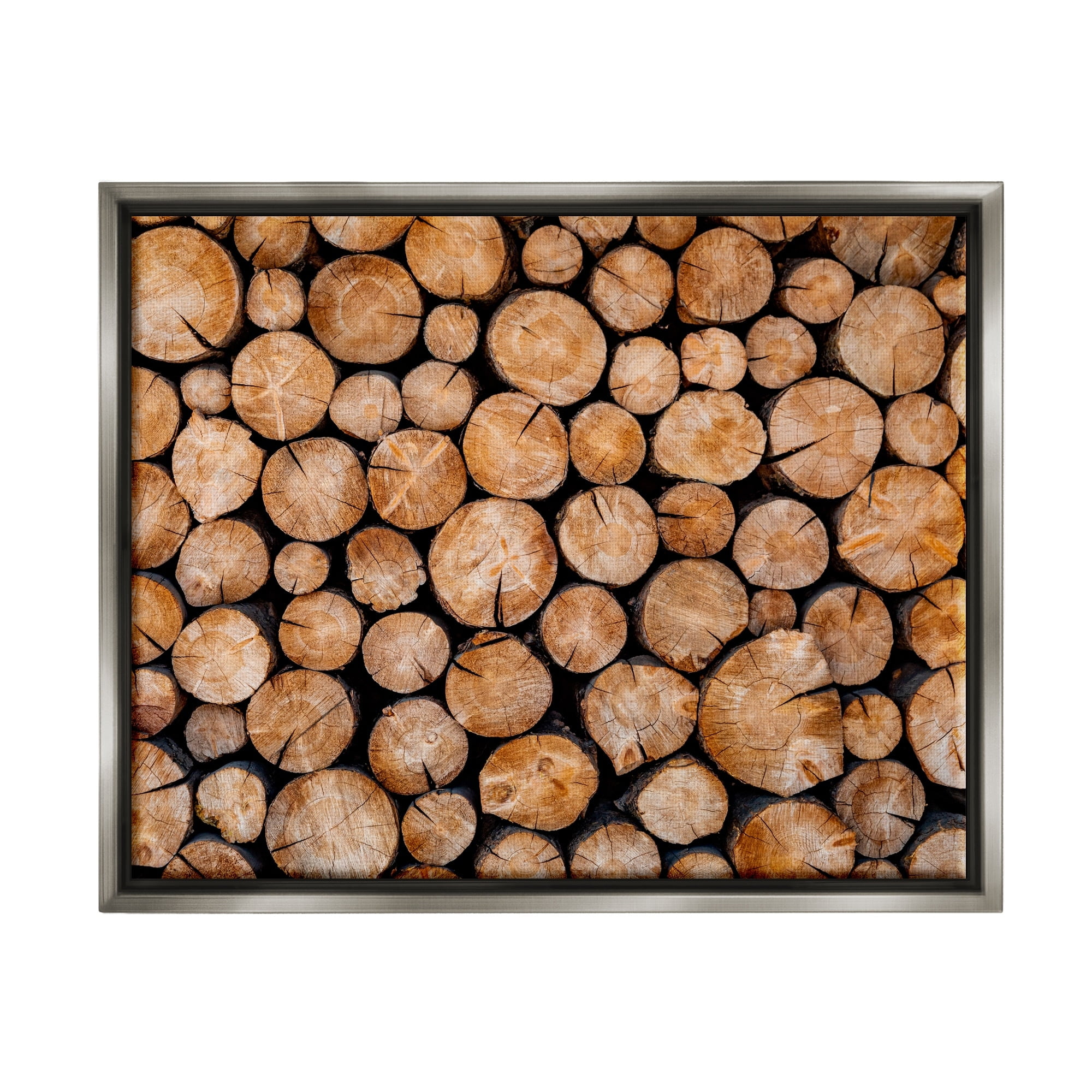 Stupell Industries Tree Logs Lumber Aerial View Modern Photography Photograph Luster Gray Floating Framed Canvas Print Wall Art, Design by Jeff Poe Photography