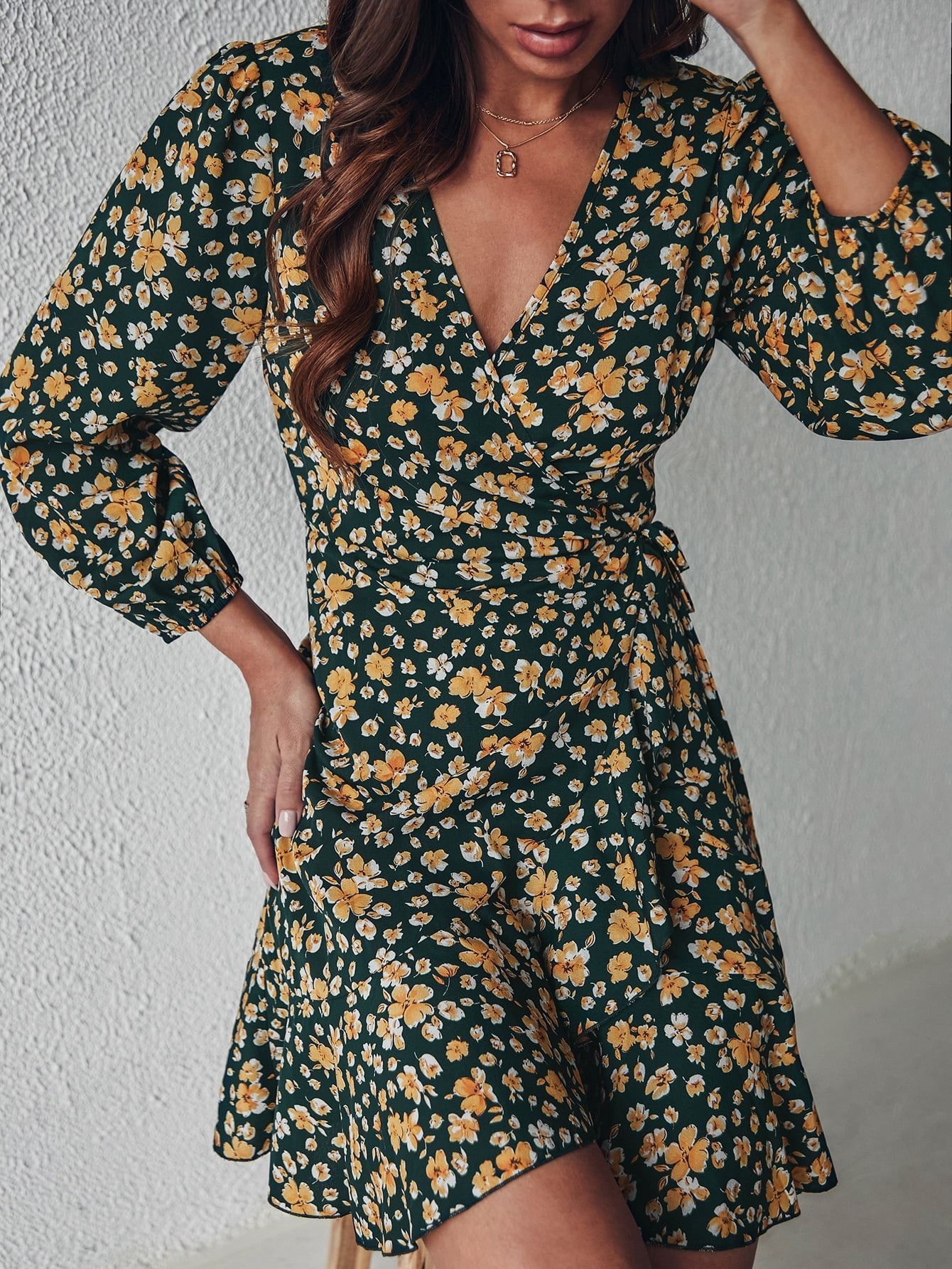 Women's Floral Print Bishop Sleeve 