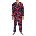 thumbnail image 3 of Honeii Rose Flower Pattern Mens Pajamas Set,2pcs Men's Lounge Long Sleeve Sleep Shirt and Pajama Bottoms Sleepwear Set,Mens Pjs Sets-XX-Large, 3 of 7
