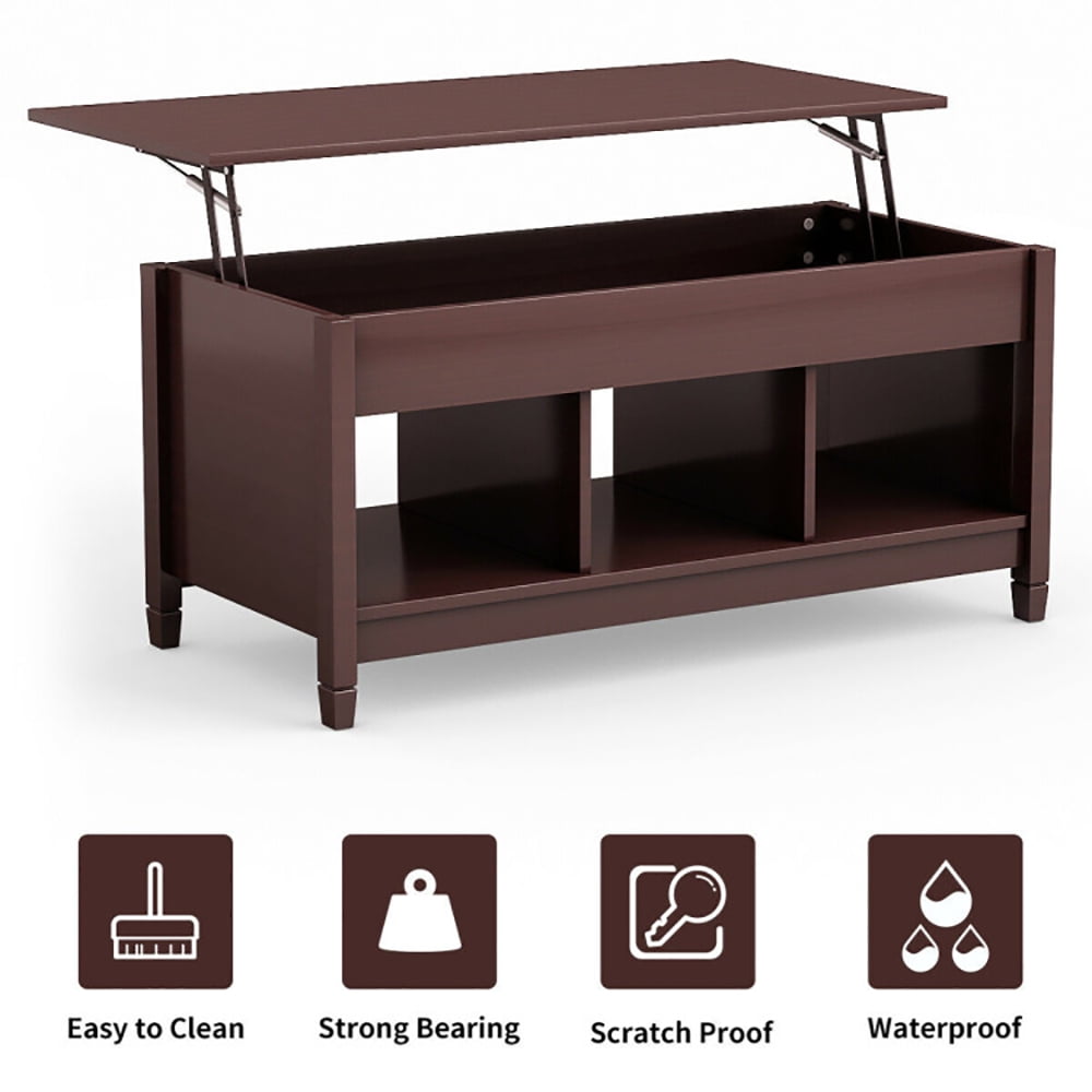 Finihen Lift Top Coffee Table, Lift Tabletop Dining Table, Lift Top Coffee Table with Hidden Storage Compartment, for Living Room, Office, Coffee