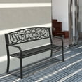 thumbnail image 2 of YRLLENSDAN 50in Black Outdoor Bench, Metal Garden Bench for Outdoors Patio Bench for Park, Entryway, Yard Front Porch Bench Steel Frame Furniture, 2 of 7