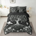 thumbnail image 2 of Manfei Grey Life Tree Bedding Comforter Set 7pcs, Mystic Bohemian Flower Botanical Queen Bedding Sets, Outer Space Planet Reversible Super Cozy Room Decor, 2 of 7