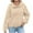 Khaki, variant on Mlzmgr Womens Hoodies V Neck Drawstring Pullover Fall Solid Color Loose Comfy Sweatshirts Blouse