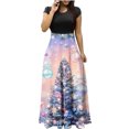 thumbnail image 1 of Robe d'Été pour Femmes 2024 Mode Grande Taille Manches Courtes Imprimé de Noël Style Vacances Grande Jupe Longue Manches Courtes Col Rond Robe 50 % de Réduction Liquidation!, 1 of 4