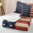 thumbnail image 4 of Manfei Rustic American Flag Quilt Full,Vintage Stars Stripes Full Bedspread Sets,Red Blue Brown,3-Piece, 4 of 7