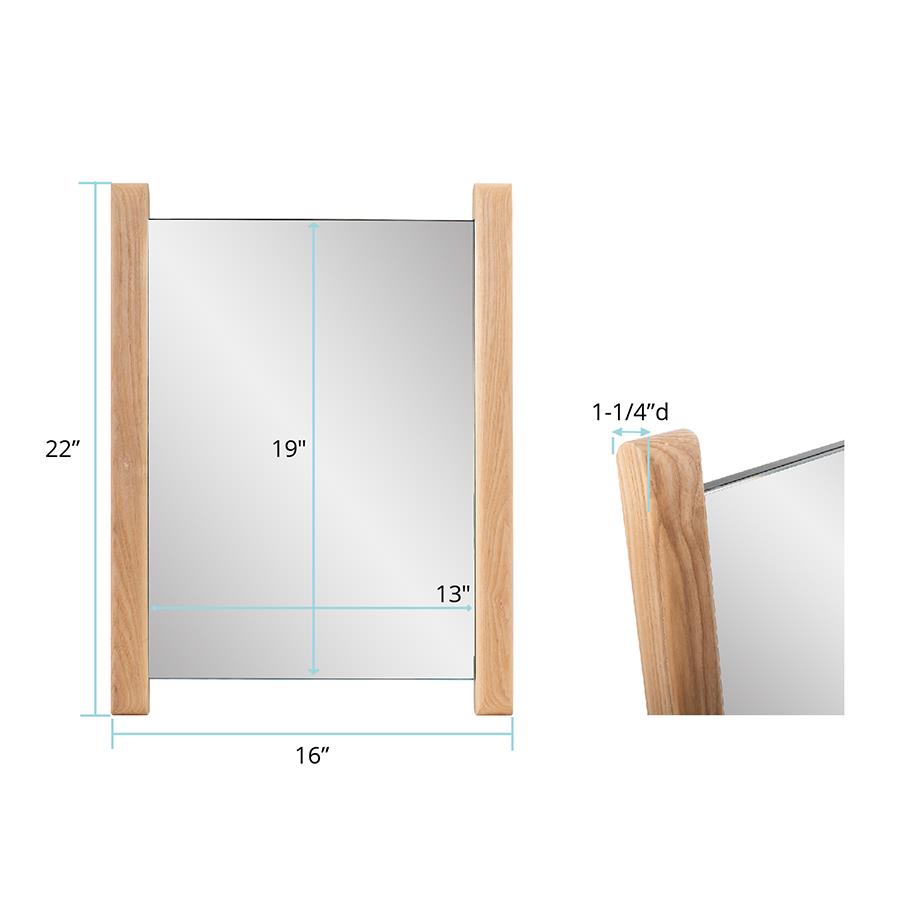 Tyler Dillon Natural Wood Side Framed Rectangular Vanity Mirror - 22"H x 16"W