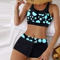thumbnail image 2 of UTSJKR Womens Bikini Tops with Boy Shorts 2 Piece Swimsuit Suit Bathing Push-up Beachwear Swimwear Swimwears Tankinis Set Womens Bathing Blue Black S, 2 of 6