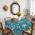 thumbnail image 3 of Teal Snowflake Christmas Table Cloth Waterproof Tablecloths, Xmas Snowflake Tablecloth Dining Table Cover for Kitchen Party Tabletop Outdoor, Square Tablecloth 54x54 Inch, 3 of 9