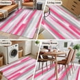 thumbnail image 5 of Pink Gray Stripes Area Rugs 3'x5', Washable Small Throw Rugs for Living Room Bedroom, Watercolor Modern Abstract Minimalist Indoor Outdoor Rug Non-Slip Low Pile Carpet Runner Reversible Floor Mats, 5 of 8