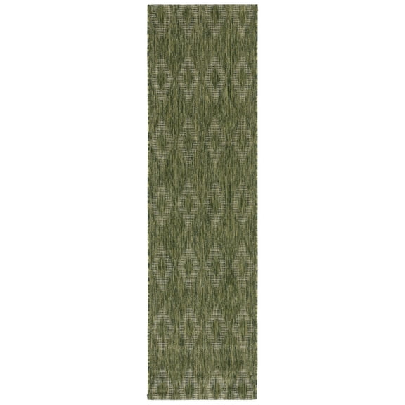 Safavieh Courtyard Teodor Geometric Indoor/Outdoor Runner Rug, Olive, 2'3" x 8'