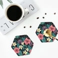 thumbnail image 4 of Pofeuu Green Tropical Leaves Print Coasters for Drinks, 4Pack PU Leather Coasters, Bar Drink Coasters for Tabletop Protection, Furniture from Damage-Hexagon, 4 of 6