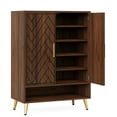 thumbnail image 5 of Yardi Yarda Wooden Shoe Cabinet, 6-Tier Shoe Organizer with Adjustable Shelves, Sleek and Modern Shoe Cabinet, Brown+Gold, 5 of 6