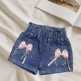 thumbnail image 2 of NAISIBABY Denim Shorts for Girls, Bow Pockets Elastic Waist Summer Fashion Kids Casual Shorts Blue 3T, 2 of 5