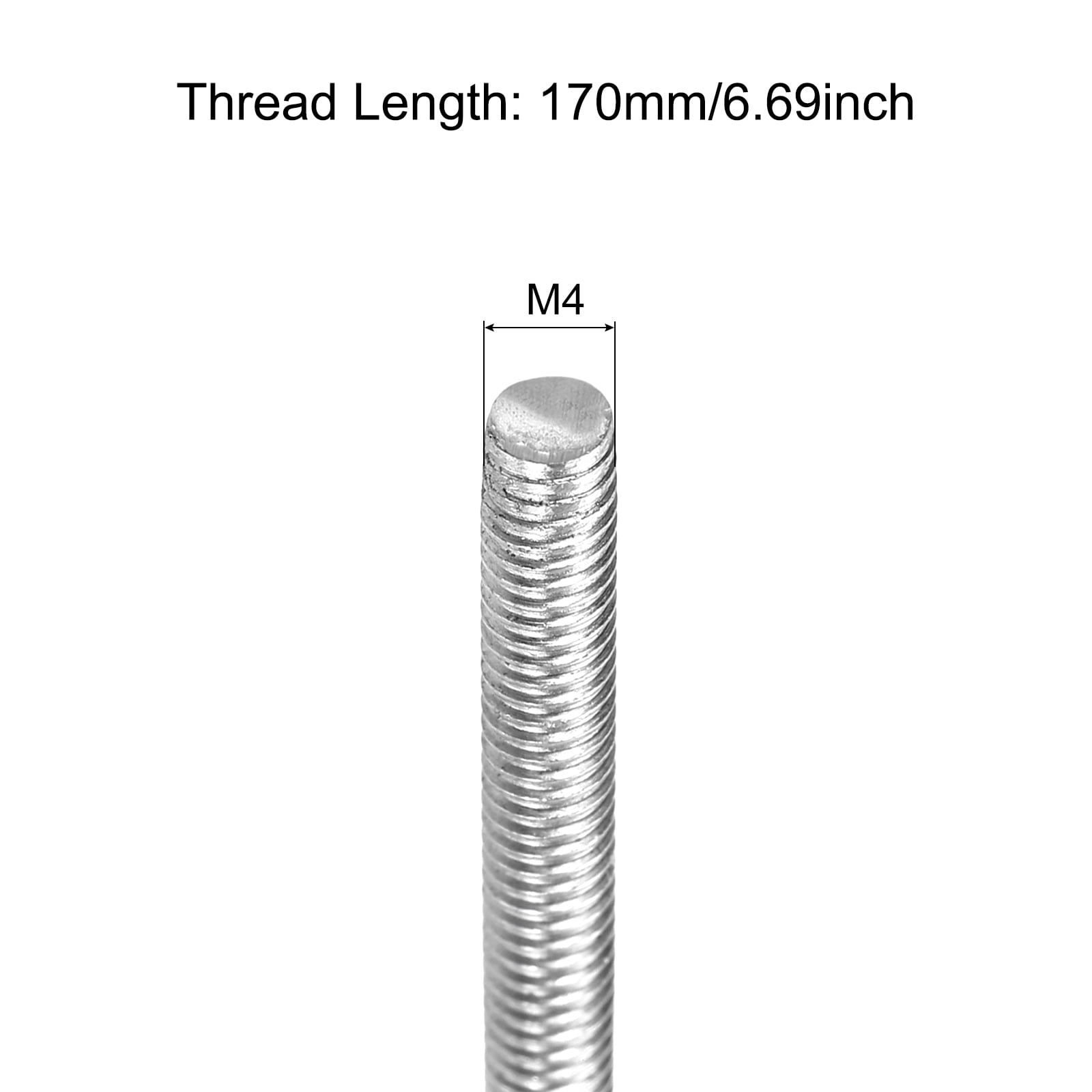 20Pack Fully Threaded Rod M4 x 170mm 0.7mm Thread Pitch 304 Stainless Steel Right Hand Threaded Rods Bar Studs