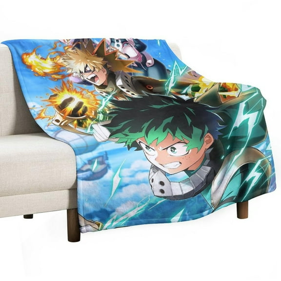 My Hero Blanket Academia Flannel Throw Blankets Soft Pile Cozy Plush Throw Blanket for All Seasons, 3D Printed Warm Blanket for Sofa Beds Home Decor
