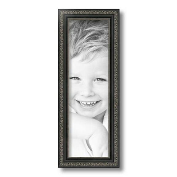 ArtToFrames 5" x 16" Antique Black Picture Frame, 5x16 inch Black Wood Poster Frame (WOM-5106)