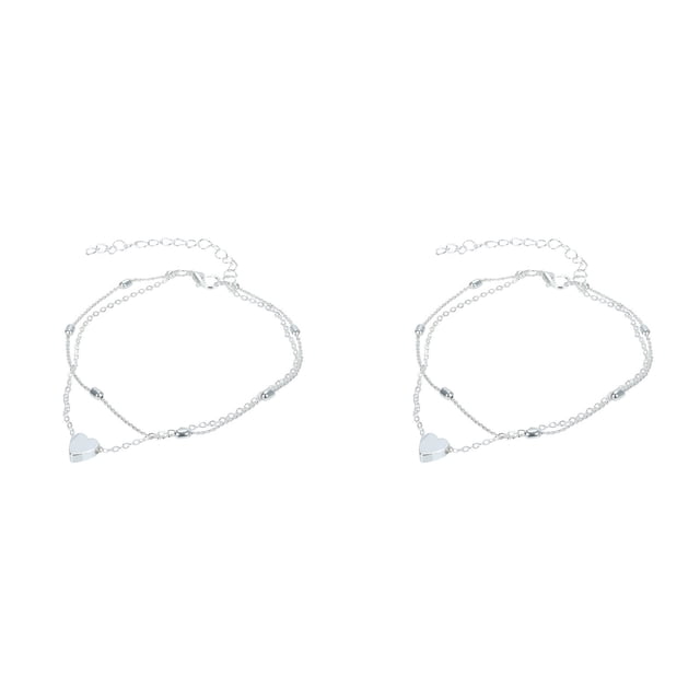 (2-Pack) Rinsvye Anklets Steel Bracelet Charm Bracelet for Stainless Heart Ankle Love Woven Bracelet Anklet Bracelet Cord Thin Bracelet with Line Father Bracelet