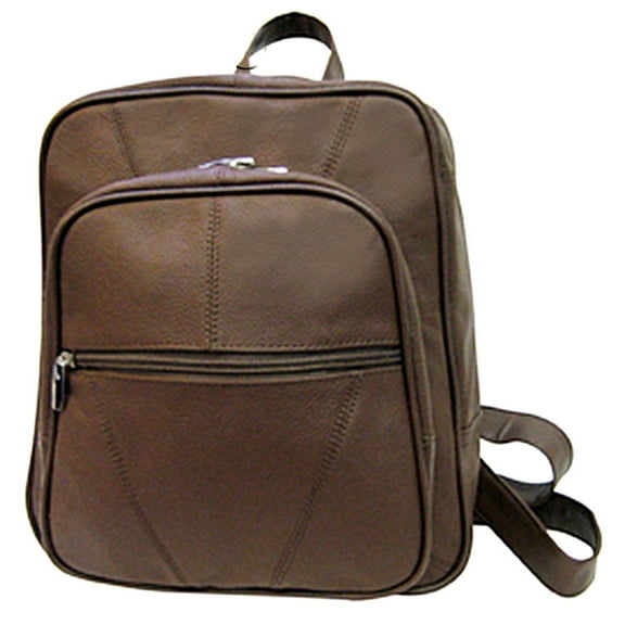 Silver Fever Genuine Leather Medium Backpack Twin Zip Purse Organizer Bag