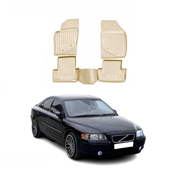 OMAC Floor Mats Liner for Volvo S60 2001-2009 Beige TPE All-Weather 4 Pcs
