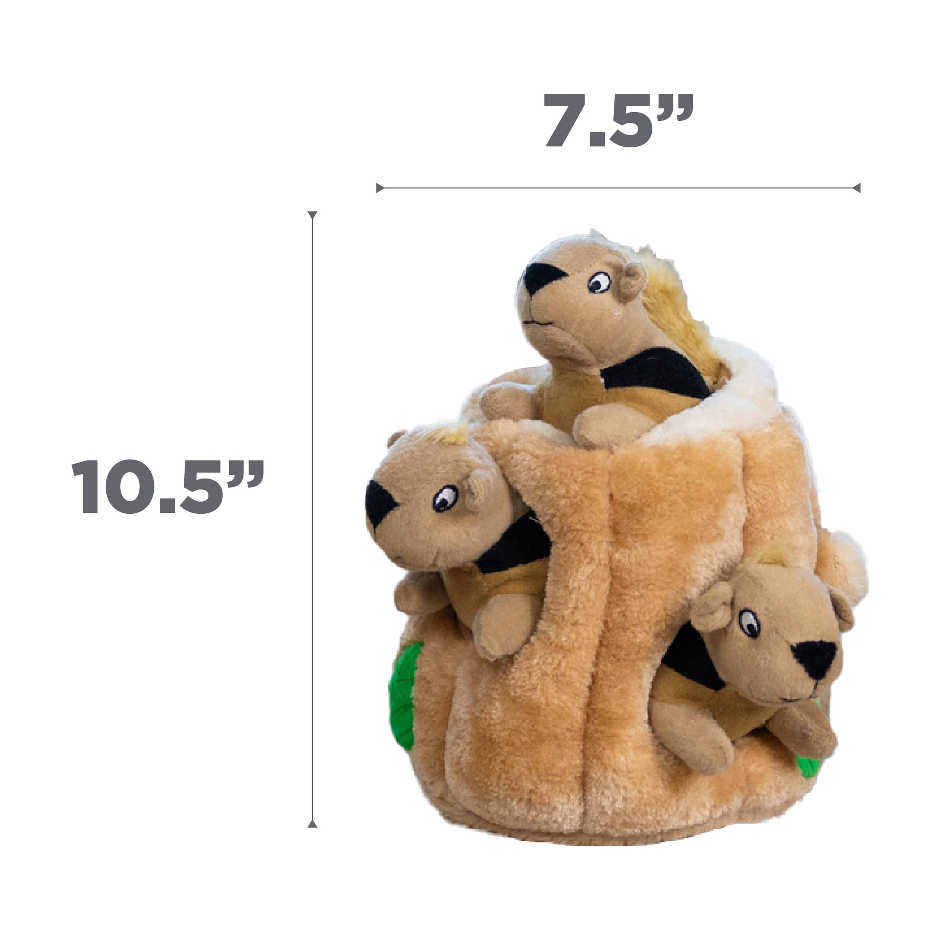 Outward Hound Hide-A-Squirrel Dog Toy – Interactive 2‑in‑1 Plush Puzzle with 3 Squeaky Removable Squirrels, Large