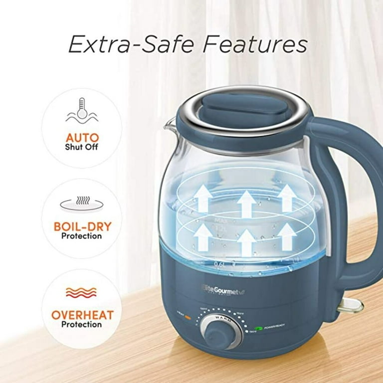 Elite Gourmet 1-Liter Electric Glass Water Kettle