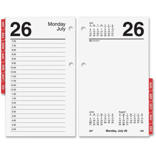 At A Glance Daily Desk Calendar Refill W Tabs Julian Monthly 1 