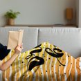 thumbnail image 3 of Dream Soft Flannel Fleece Throw Blanket, Horizontal Ombre Stripe with Dots Dream Big Lettering Graphic Design, Cozy Plush for Indoor and Outdoor Use, 70" x 90", Black Yellow, by Ambesonne, 3 of 5